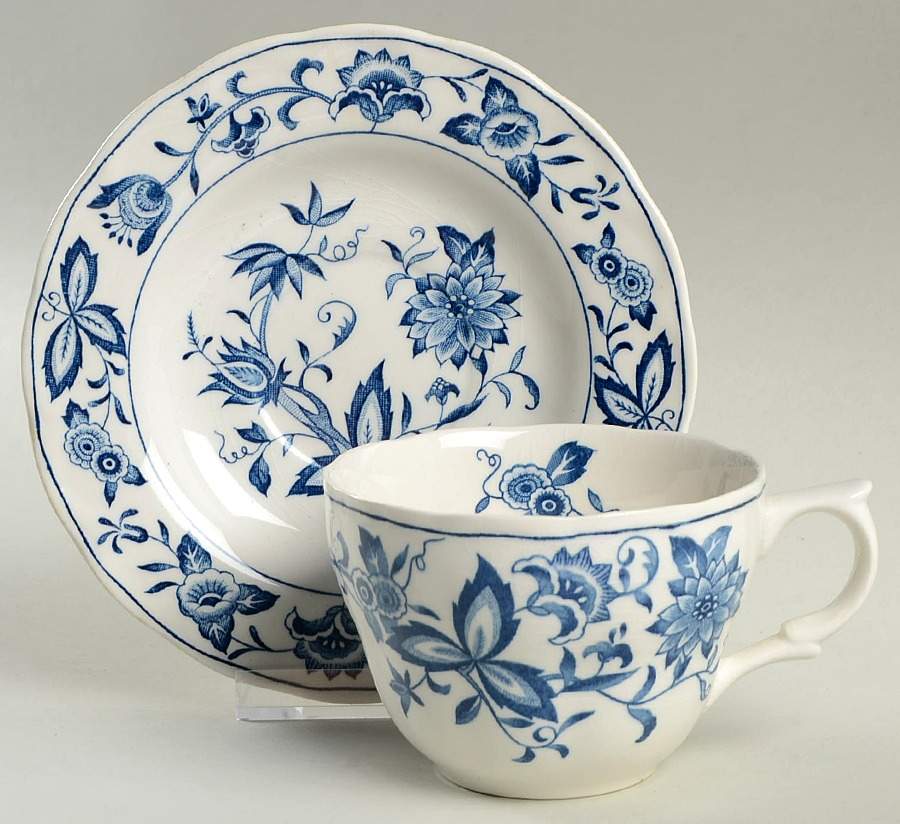 Blue Bonnet Flat Cup & Saucer Set by Harmony House China-1
