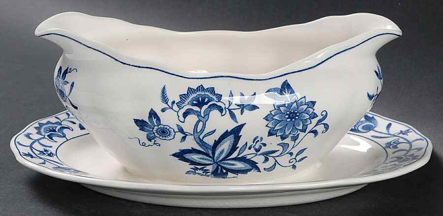 Blue Bonnet Gravy Boat with Attached Underplate by Harmony House China-1