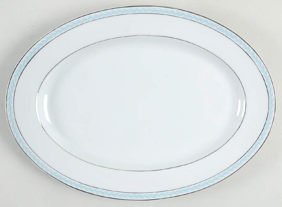 Blue Laurel 12" Oval Serving Platter by Harmony House China-1
