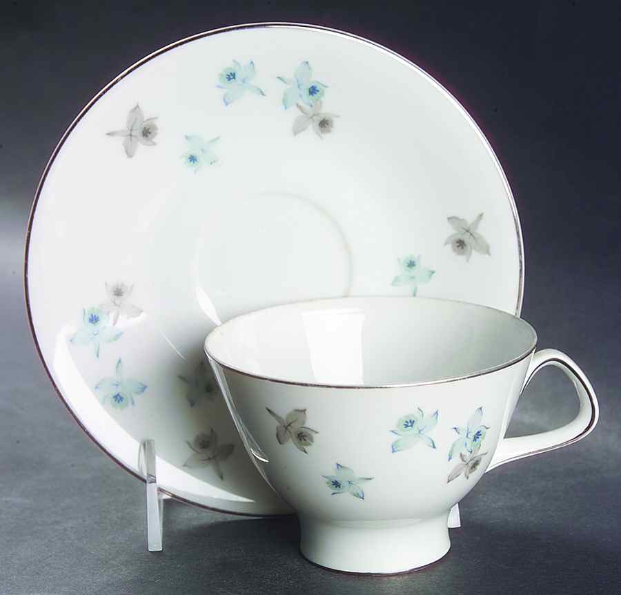 Blue Orchid Footed Cup & Saucer Set by Harmony House China-1