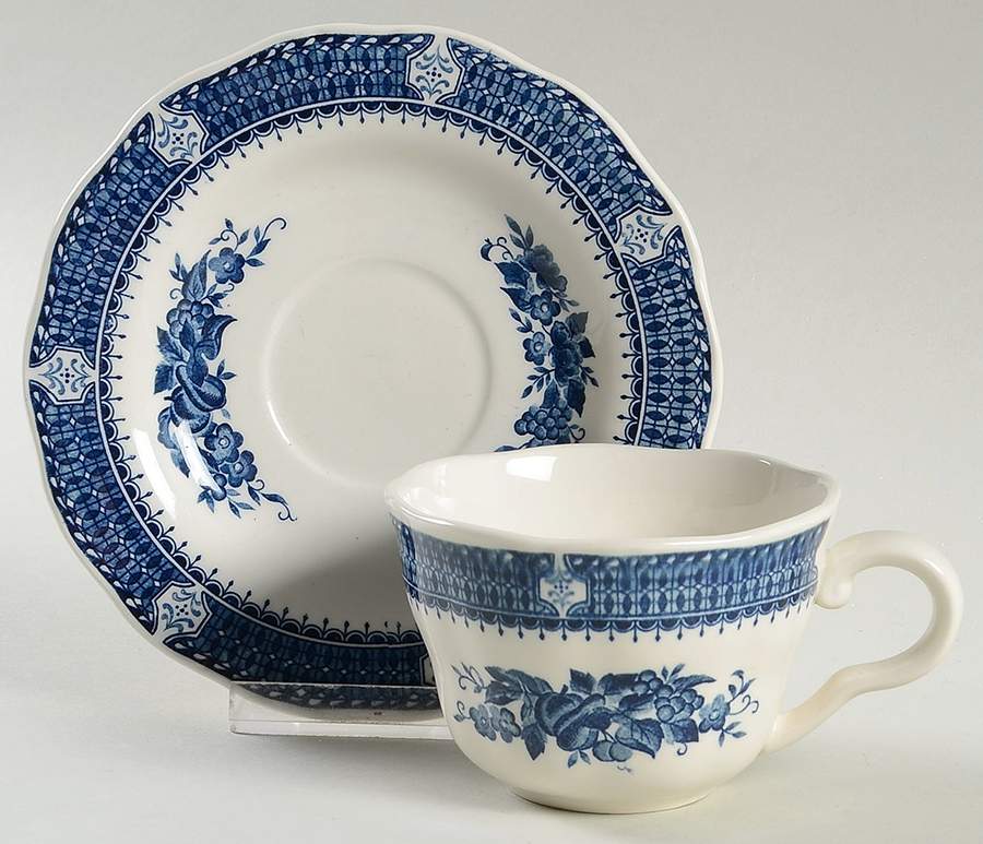 Blue Royal Flat Cup & Saucer Set by Harmony House China-1