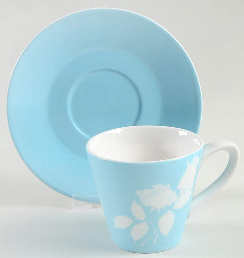 Cameo Rose Flat Cup & Saucer Set by Harmony House China-1