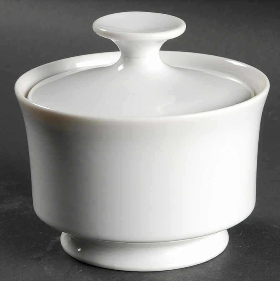 Classique White Sugar Bowl & Lid by Harmony House China-1