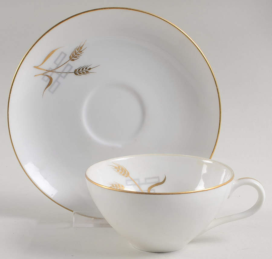 Corinthian Flat Cup & Saucer Set by Harmony House China-1
