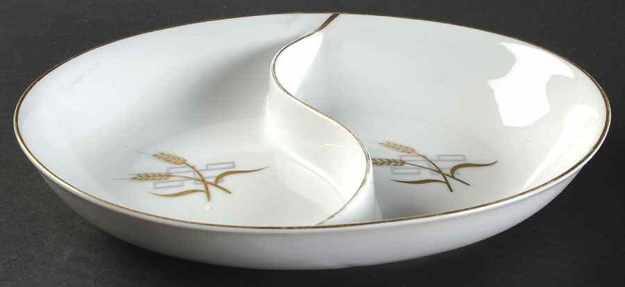 Corinthian 9" Oval Divided Vegetable Bowl by Harmony House China-1