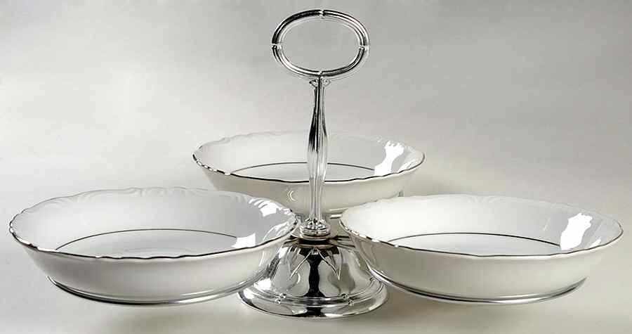 Darlene 7" x 12" 3-Part Relish & Metal Stand (CERC) HC by Harmony House China-1