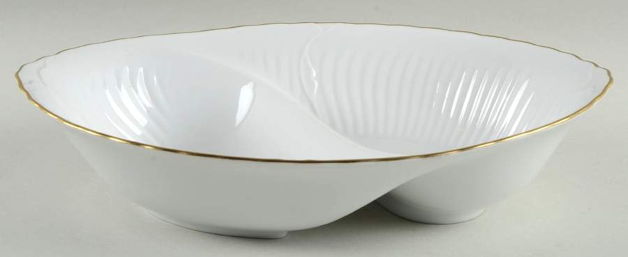 Dauphine 10" Oval Divided Vegetable Bowl by Harmony House China-1