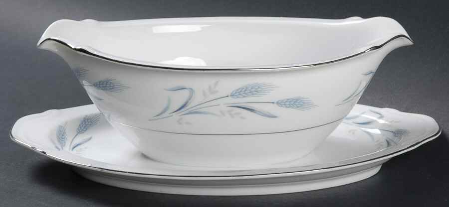 Diana Blue Gravy Boat with Attached Underplate by Harmony House China-1