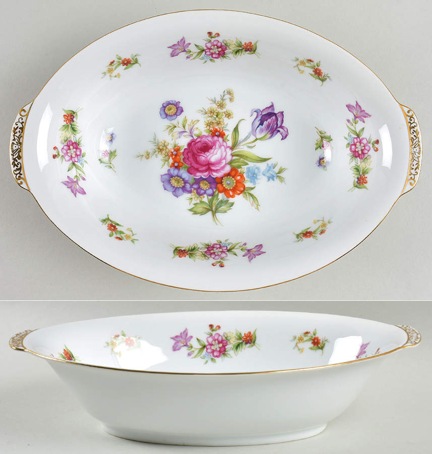 Dresdania 10" Oval Vegetable Bowl by Harmony House China-1