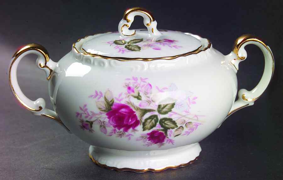Eugenie Rose Sugar Bowl & Lid by Harmony House China-1