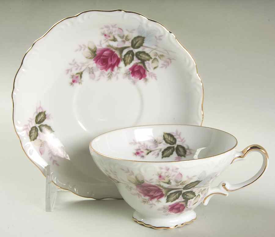 Eugenie Rose Footed Cup & Saucer Set by Harmony House China-1
