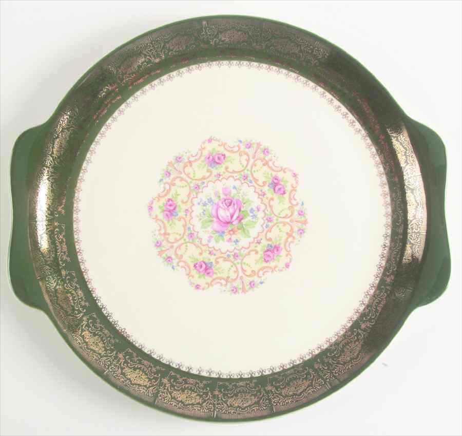 Excellency Green Handled Cake Plate by Harmony House China-1