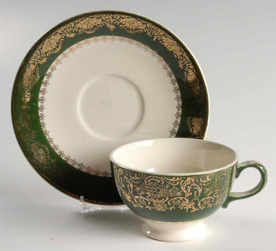 Excellency Green Footed Cup & Saucer Set by Harmony House China-1