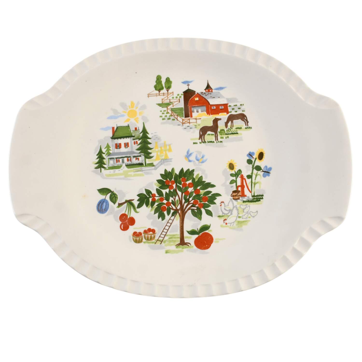Farmer In The Dell 14" Oval Serving Platter by Harmony House China-1