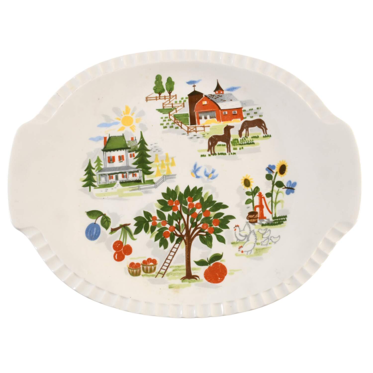 Farmer In The Dell 12" Oval Serving Platter by Harmony House China-1