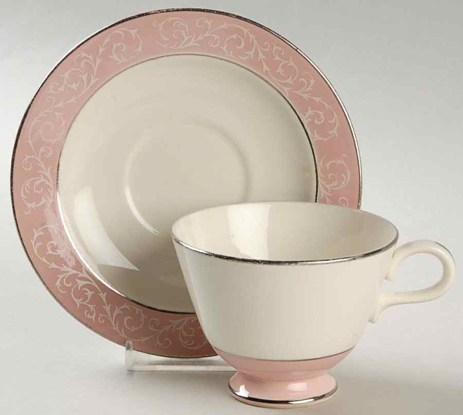 Filigree Pink Footed Cup & Saucer Set by Harmony House China-1