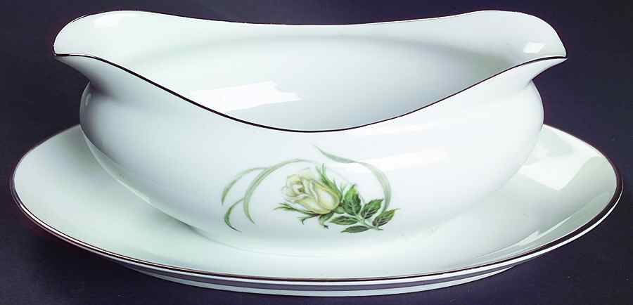 Fleur Gravy Boat with Attached Underplate by Harmony House China-1