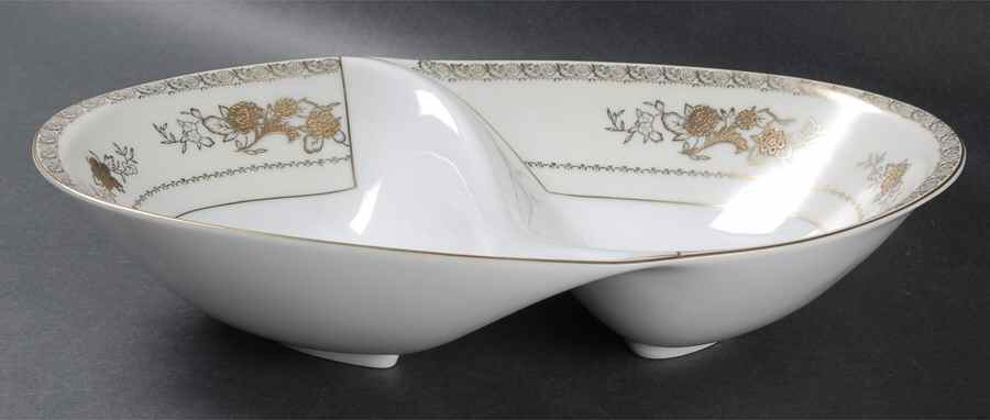 Gold Crest 11" Oval Divided Vegetable Bowl by Harmony House China-1