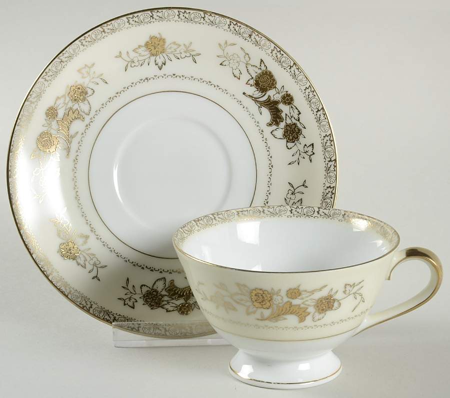 Gold Crest Footed Cup & Saucer Set by Harmony House China-1