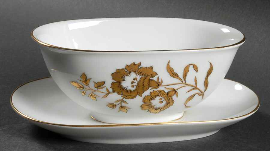 Golden Glory Gravy Boat with Attached Underplate by Harmony House China-1