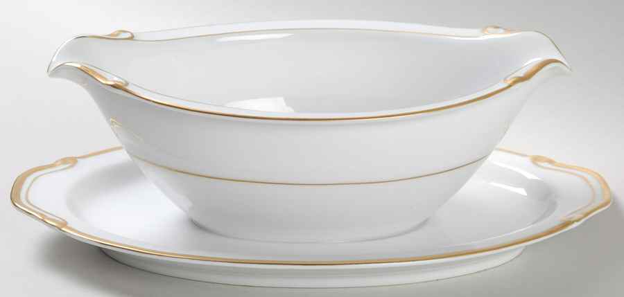 Golden Melody Gravy Boat with Attached Underplate by Harmony House China-1