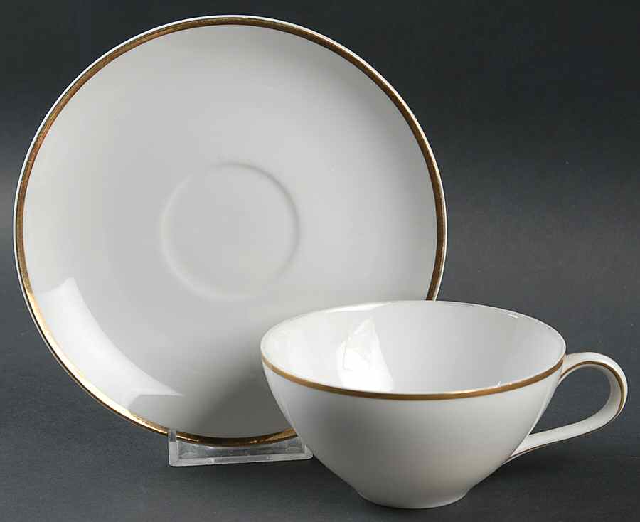 Golden Moderne Flat Cup & Saucer Set by Harmony House China-1