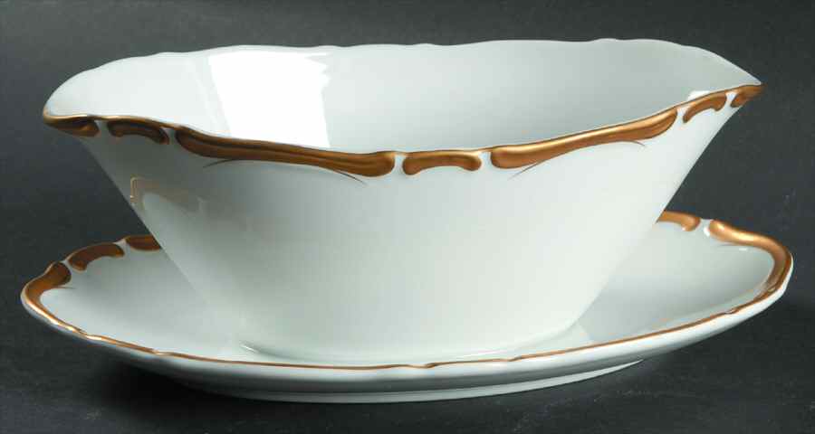 Golden Starlight Gravy Boat with Attached Underplate by Harmony House China-1