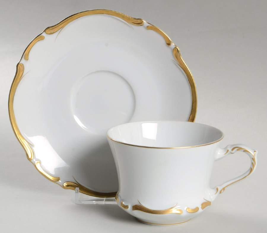 Golden Starlight Flat Cup & Saucer Set by Harmony House China-1