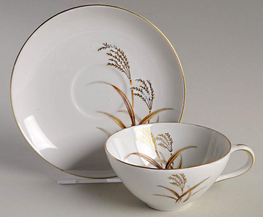 Golden Wheat Flat Cup & Saucer Set by Harmony House China-1