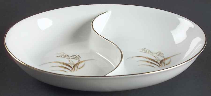 Golden Wheat 10" Oval Divided Vegetable Bowl by Harmony House China-1