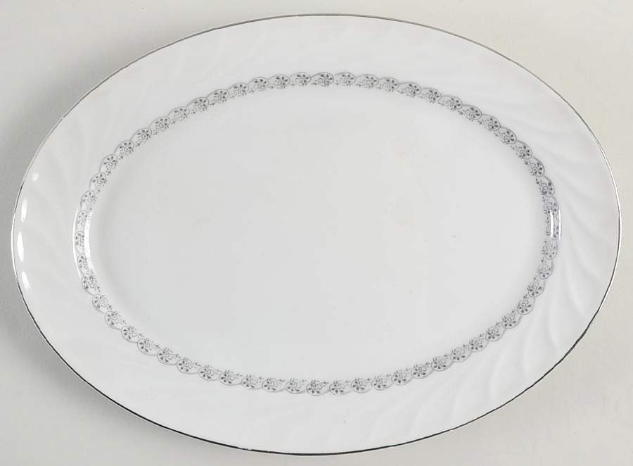 Grey Swirl 12" Oval Serving Platter by Harmony House China-1