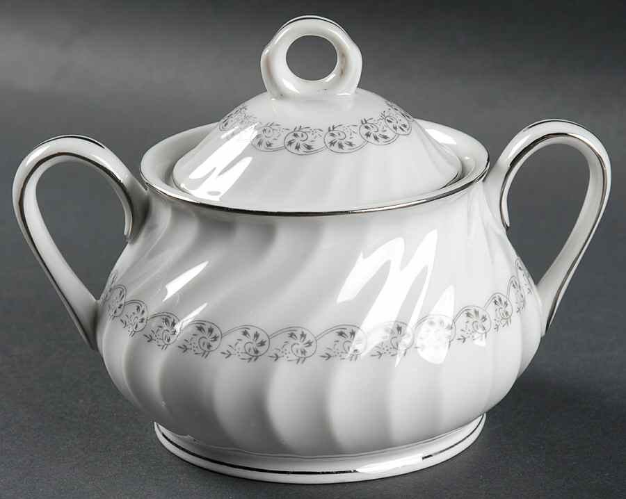 Grey Swirl Sugar Bowl & Lid by Harmony House China-1