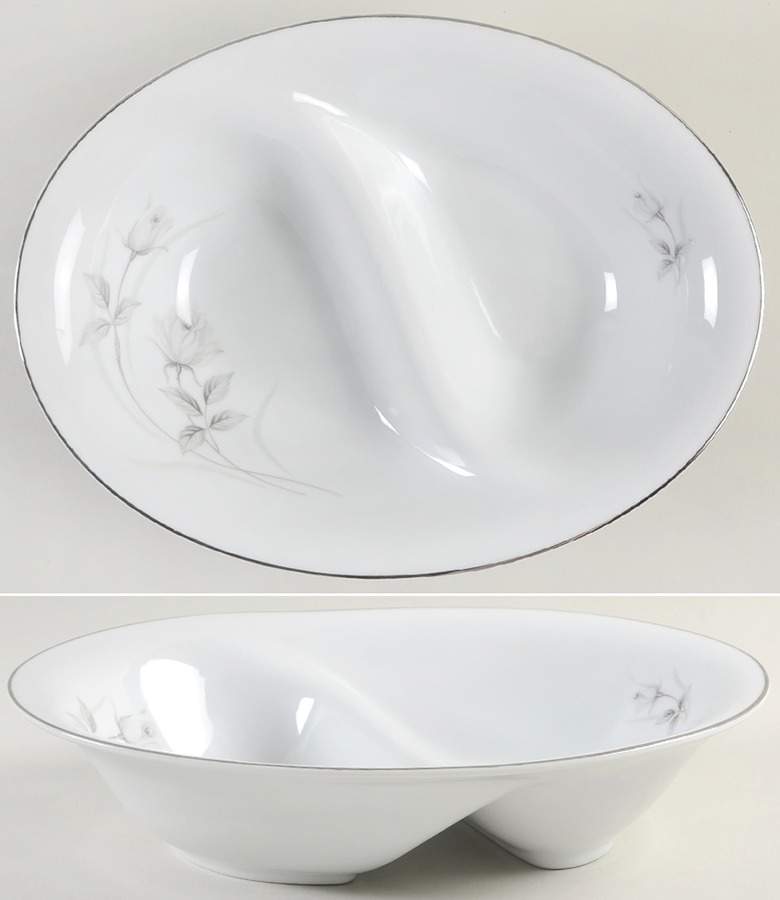 Harmony Rose 10" Oval Divided Vegetable Bowl by Harmony House China-1
