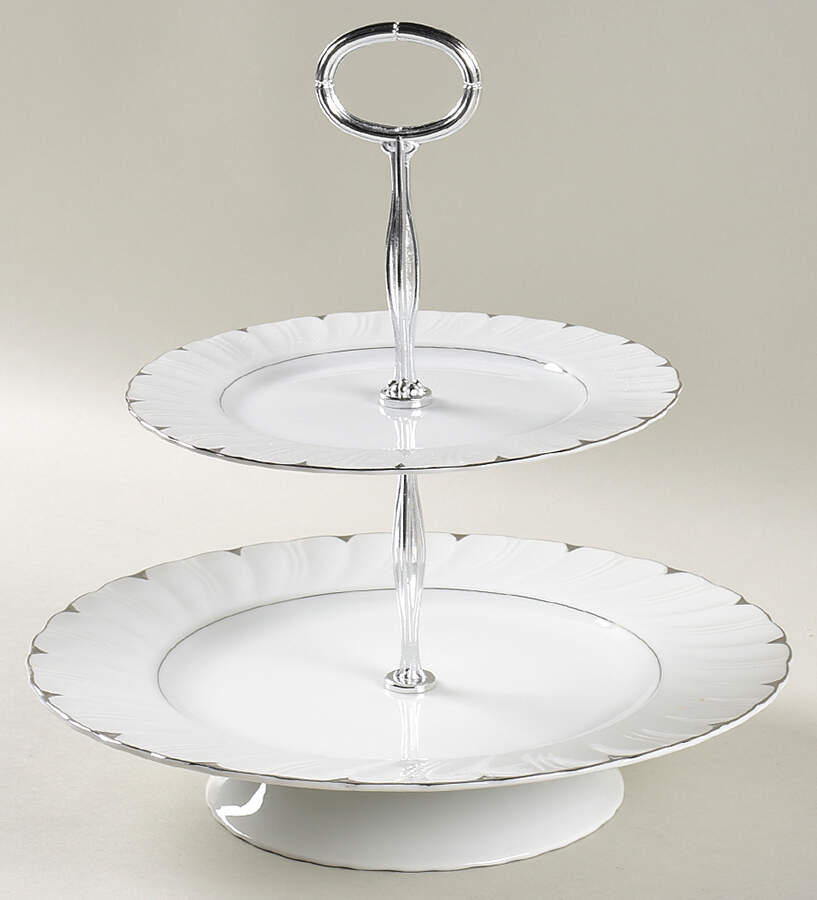 Heirloom 11 1/4"  2 Tier Footed Serving Tray (DP,SP,FR) HC by Harmony House China-1