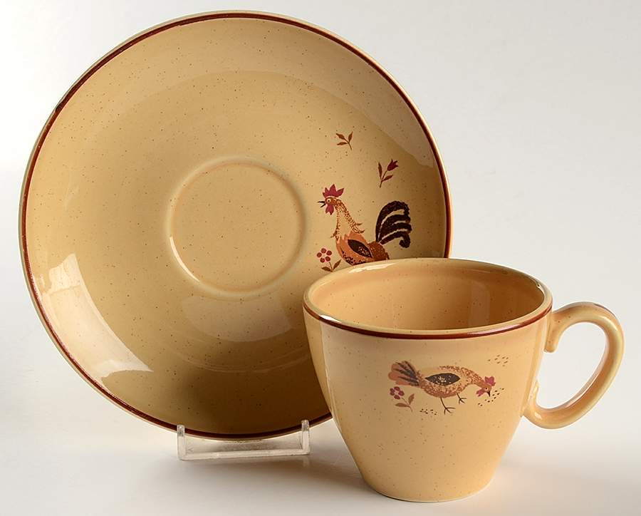 Honey Hen Flat Cup & Saucer Set by Harmony House China-1