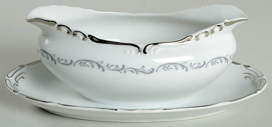 Lattice White Gravy Boat with Attached Underplate by Harmony House China-1