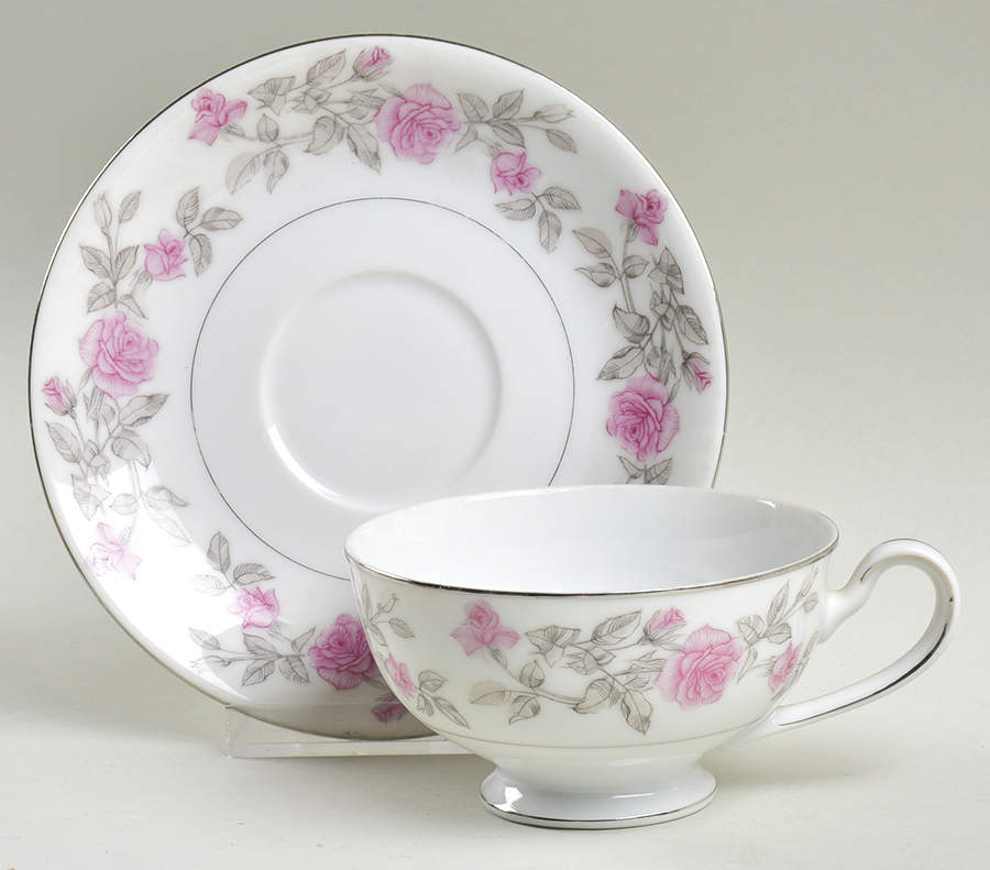 Laura Charcoal Footed Cup & Saucer Set by Harmony House China-1