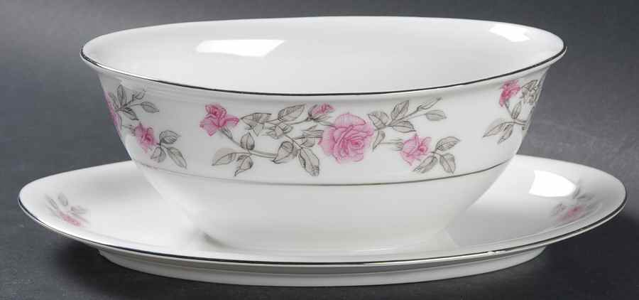 Laura Charcoal Gravy Boat with Attached Underplate by Harmony House China-1