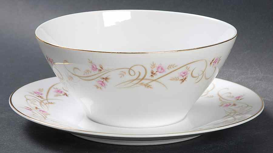 Lisa Gravy Boat with Attached Underplate by Harmony House China-1