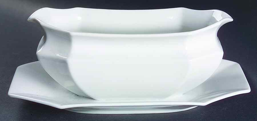 Lynette White Gravy Boat with Attached Underplate by Harmony House China-1