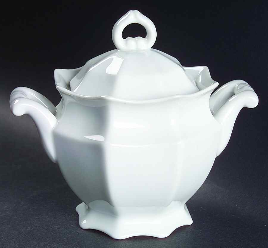 Lynette White Sugar Bowl & Lid by Harmony House China-1