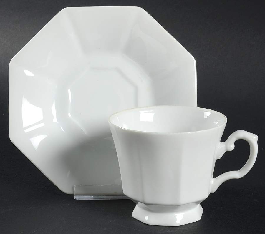 Lynette White Footed Cup & Saucer Set by Harmony House China-1