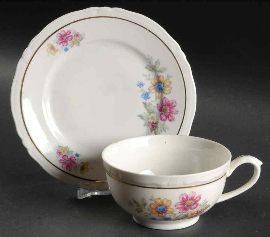 Minuet Flat Cup & Saucer Set by Harmony House China-1