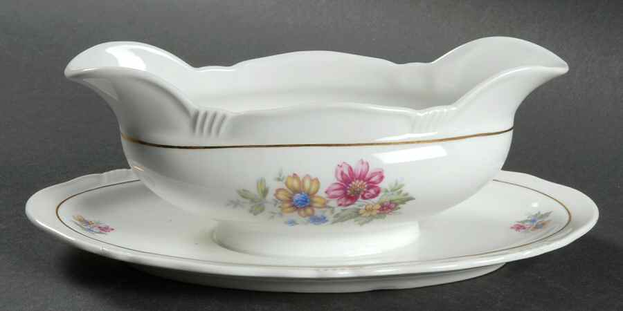 Minuet Gravy Boat with Attached Underplate by Harmony House China-1
