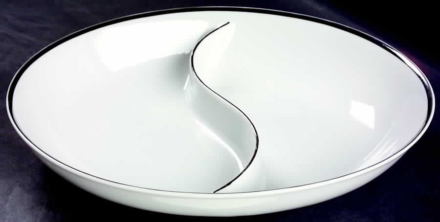 Moderne 10" Oval Divided Vegetable Bowl by Harmony House China-1