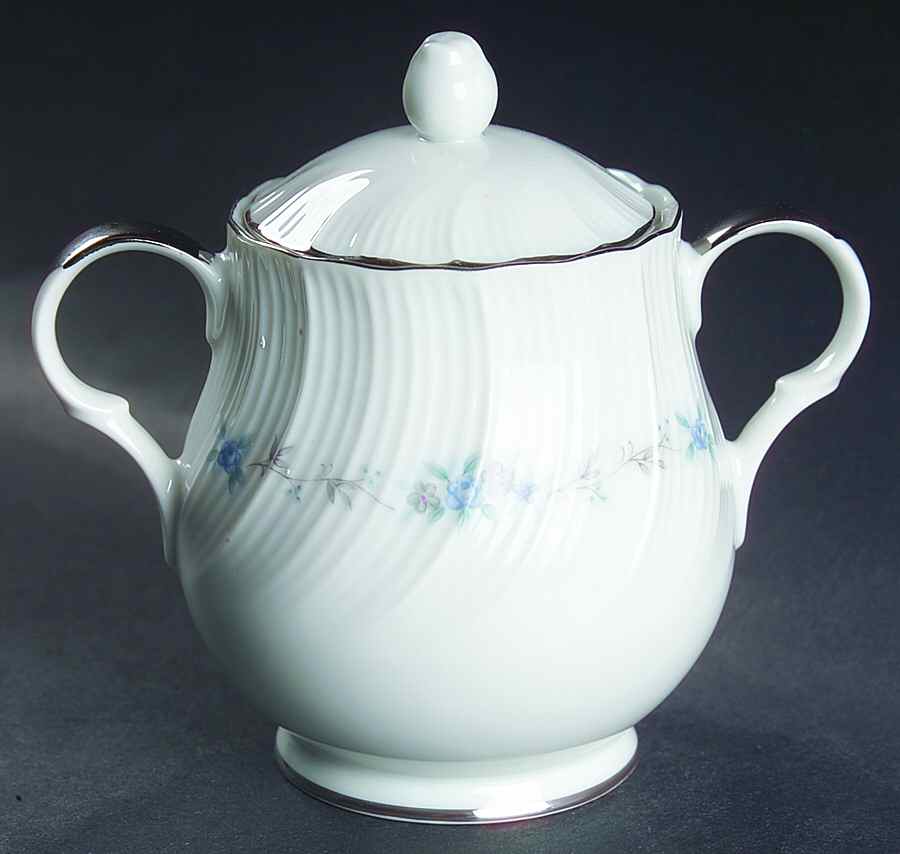Monticello Blue (Platinum Trim) Sugar Bowl & Lid by Harmony House China-1