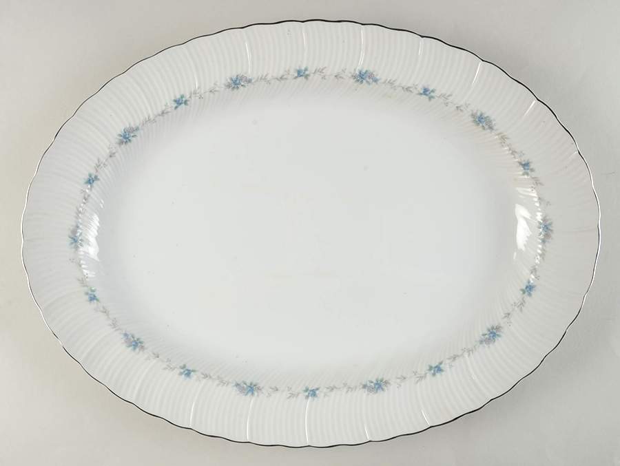Monticello Blue (Platinum Trim) 16" Oval Serving Platter by Harmony House China-1