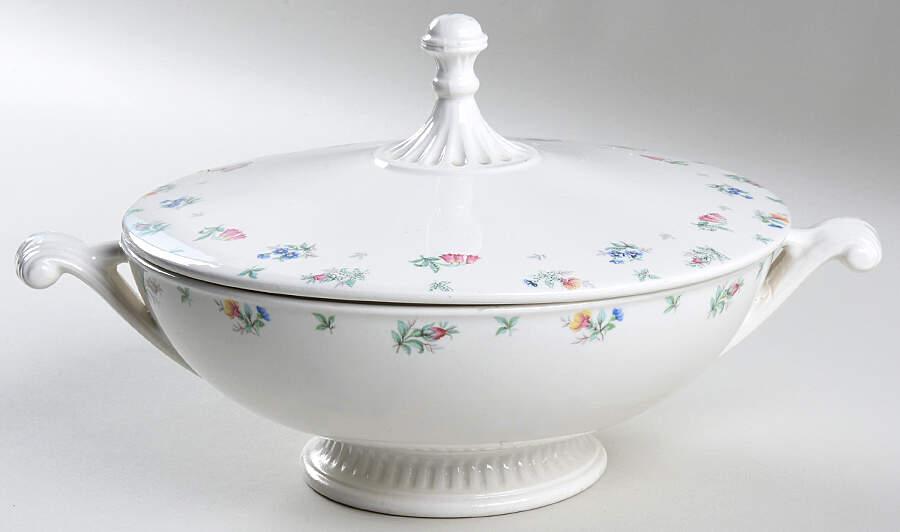 Monticello Pink and Blue (No Trim) Round Covered Vegetable by Harmony House China-1