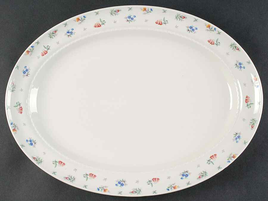 Monticello Pink and Blue (No Trim) 15" Oval Serving Platter by Harmony House China-1