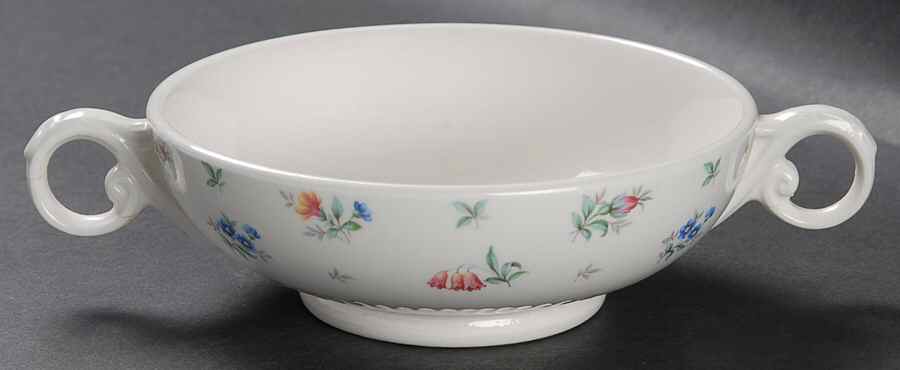 Monticello Pink and Blue (No Trim) Footed Cream Soup Bowl by Harmony House China-1
